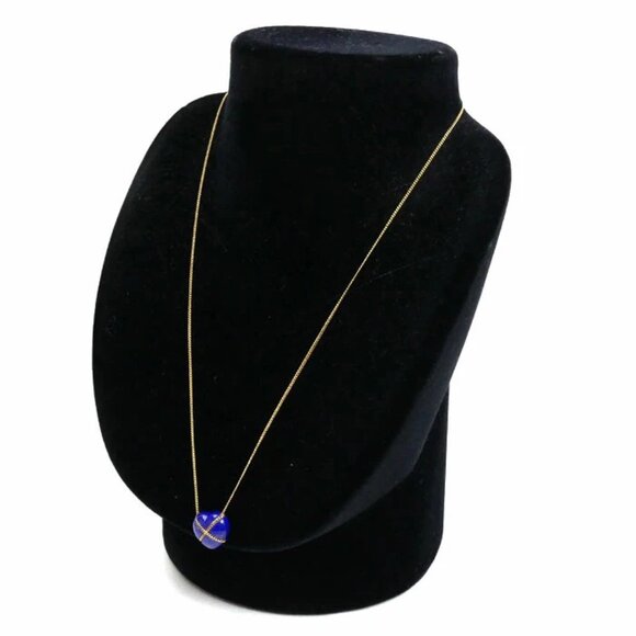 Tiffany & Co. Lapis Lazuli Cross Chain Heart Necklace 18" 18k Yellow Gold Auth - Picture 1 of 6